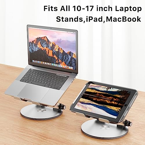 MYBAT PRO Laptop Stand for Desk, Adjustable Computer Stand with 360¡Æ Rotating Base, Ergonomic Laptop Riser for Collaborative Work, Foldable Laptop Stand, fits for All 10-17.3" Laptops