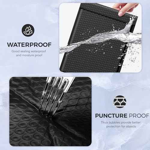 Metronic Bubble Mailer 10x13" Black 25Pack Waterproof Padded Envelopes Self Seal Large Bubble Mailers Cushioning Bubble Envelopes for Shipping,Books,Jewelry Makeup Supplies