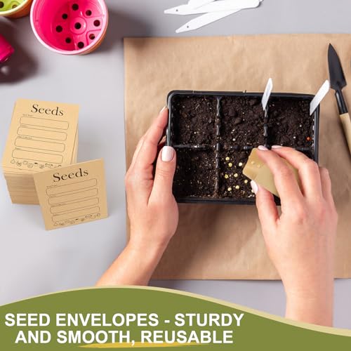 Seed Envelopes 156 Pack 3.15 x 4.72 Inches Kraft Self-Sealing Seed Storage Packets