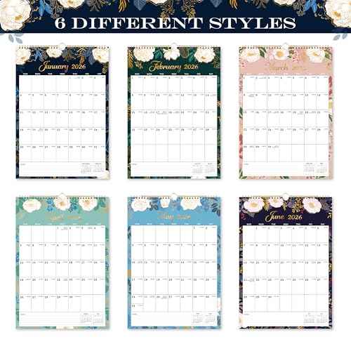 Calendar 2026 - Wall Calendar 2026, 12 x 17 In, Jan. 2026 - Dec. 2026, 12 Months Calendar 2026, Twin-Wire Binding, Hanging Hook, Thick Paper, Unruled Blocks, Julian Dates