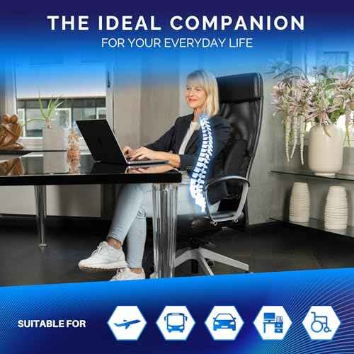 Healthfix¢ç Ergonomic Lumbar Support Pillow ? Expertly Designed in Germany ? Improves Posture & Relieves Back Pain ? Memory Foam Back Cushion for Office Chair & Couch - Medium (130?200 lbs)