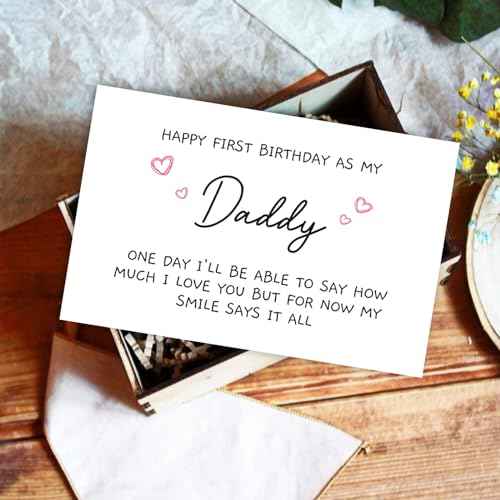 Funny 1st Daddy Birthday Card for Him, Poem New Dad Birthday Greeting Card, Happy First Birthday as A Dad Card, Cute Bday Gift from Baby Daughter Son
