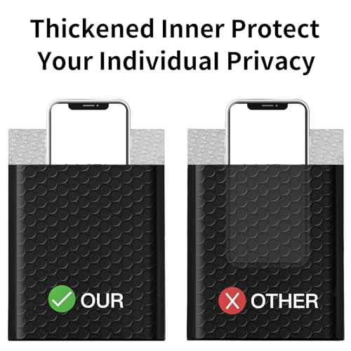 8.5 x 11 Bubble Mailers 50 Pack - Outer Size 9x12 Heavy Duty Black Padded mailer with Self Seal, Waterproof Shipping Envelopes, Bubble Wrap Protection for Ecommerce, Non See Through