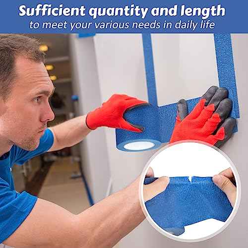 Fainne 4 Rolls Blue Painters Tape Bulk Multi Pack Safe Paint Paper Masking Tape for Wall Painting Decoration Supplies (Blue,4 Inch X 55 Yards)