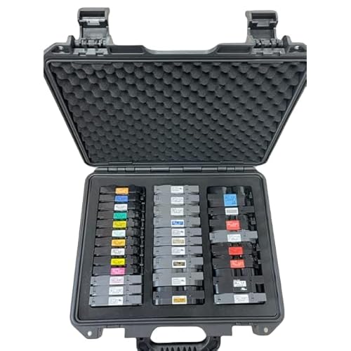 Protective Custom Label Tape Carrying Case for TZe P-Touch Tapes - Holds up to 39 Tapes.