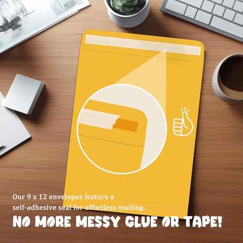 25 Pack Manilla Envelopes 9 x 12, Brown, Letter Size, Self-Seal Manila Large Envelopes for Office Business, Home, Organize, storage