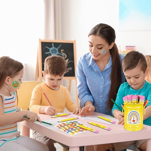 Yellow Wooden Classroom Name Sticks Set with Storage Box - 49 Pcs