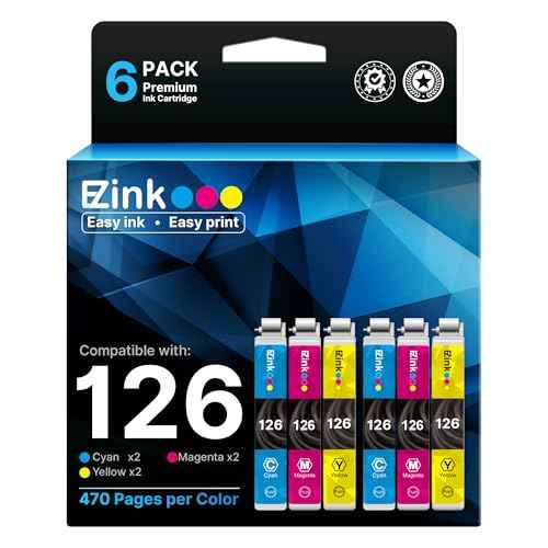 E-Z Ink Remanufactured 126 Ink Cartridges Replacement for Epson Ink 126 to Use with Workforce WF-3520 WF-3530 WF-3540 WF-7010 WF-7510 WF-7520 for Stylus NX330 NX430 60 435 520 545 630 633 (6 Pack)