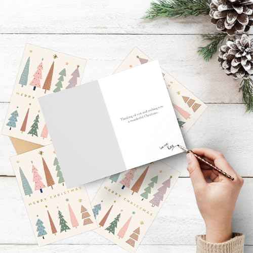 easykart labels 48 Christmas Greeting Cards with Gold Foiling & Embossing with Envelopes, 6.75 x 4.5 Inch Merry Christmas Cards with Seal Stickers For Friends, Family and loved Ones