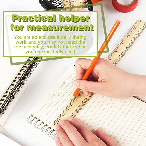ZZTX 3 Pack Wooden Rulers 12 Inch (30 cm) Dual-Side Measuring Scales