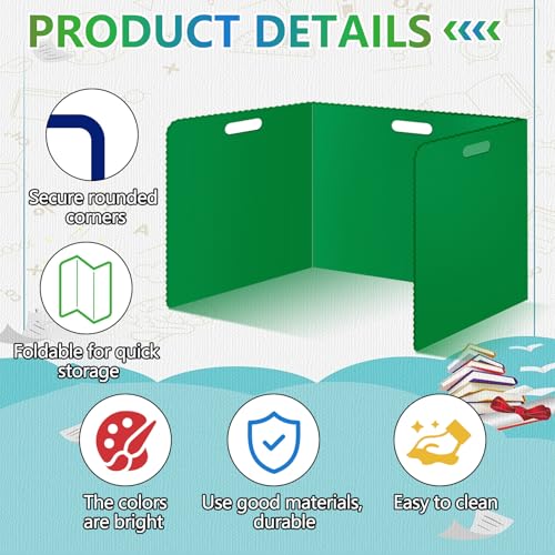 ZSMKJIAYE 24 Pcs Muticolored Desk Dividers, Foldable Privacy Panels for Students (17.3x14 in / 14x13.5 in) Classroom