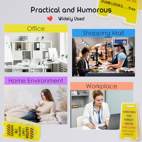 Funny Sticky Note Holder Clips - 6 Pack Desk Sign for Office, Coworker Gifts