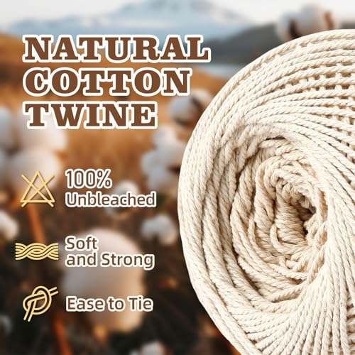 Radix Rope Natural Cotton Twine 1.2mm x 500ft - White Kitchen & Butcher String