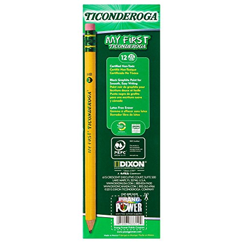 Ticonderoga My First Primary Size #2 Beginner Pencils 6 Boxes of 12, 72 Pencils Total (33312SP)