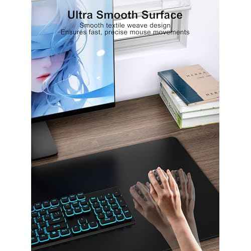 TopMade Wireless Charging Mouse Pad, Waterproof Gaming Mousepad with Ultra-Smooth Surface, Non-Slip Base, 31.5"x15.75" XXL Large Desk Pad, Classic Black Computer Desk Mat for MacBook, PC, Laptop