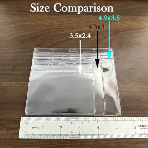 10 Pack Badge Holder ID Card Holder,Waterproof Name Badge Holders, Clear Horizontal Card Badge Holder (3.5x2.4 Inch)