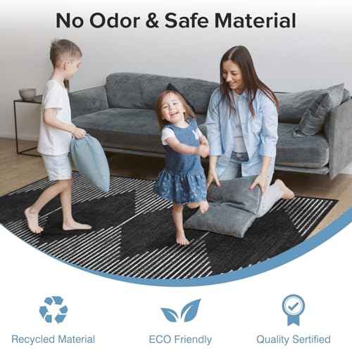 Office Chair Mat for Hardwood Floors, Durable 51"x63" Low-Pile Bohemian Stripe Desk Rug with Non-Slip Backing, Easy-Glide Computer Floor Protector for Rolling Chairs