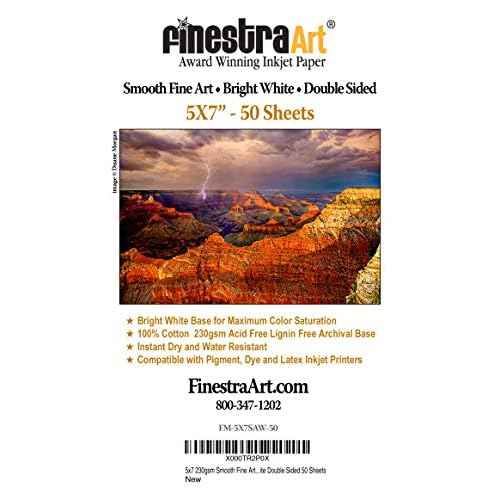 5" X 7" Smooth Fine Art Archive Bright White Double Sided Inkjet - 50 Sheets