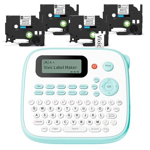 Green Label Maker Machine with 4 Waterproof Tapes - D210S Labeler for Home & Office