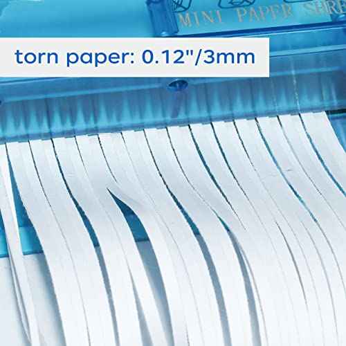 JIKIOU Mini Hand Shredder Portable Paper Shredder Manual Shredder Documents Paper Cutting Tool Home Office Desktop Stationery Christmas Birthday Gift Blue