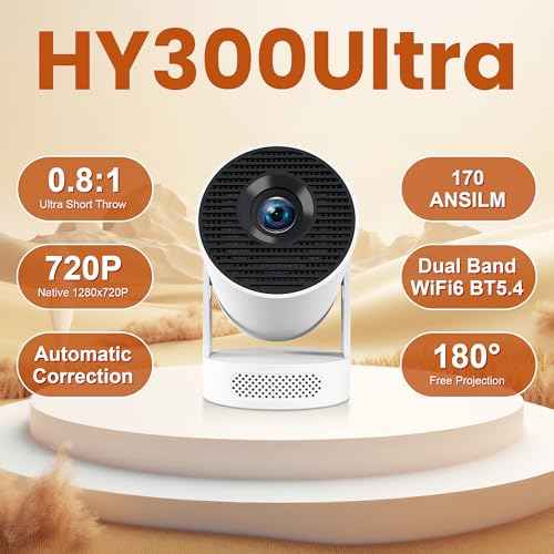 Mini Projector - Manual Focus, Smart Portable Projector for Bedroom & Home Cinema with 4K Support, 170 ANSI Lumens, Auto Keystone, Netflix Certified, Android 11, Voice Control, Air Mouse Remote
