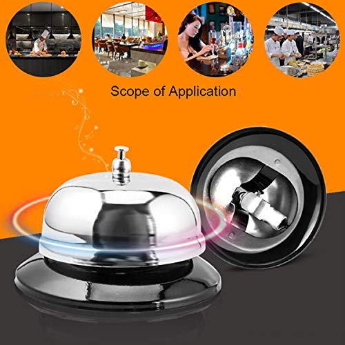 HeeYaa 3.3 Inch Diameter Metal Call Bell for Hotels, Hospitals, Reception, Silver