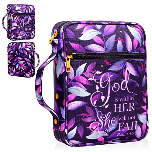 GUEER Pink Bible Cover for Women - Waterproof Organizer with Pockets & Handle