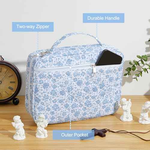 Bible Cover Case for Women, Quilted Bible Cover Bag with Handle for Girls, Bible Carrying Case Study Supplies Accessories for Women