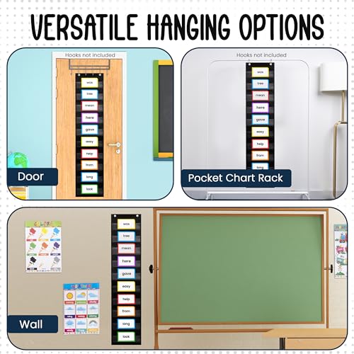 Essex Wares Sentence Strip Pocket Chart 9x44 Inches Black - Classroom Organizer