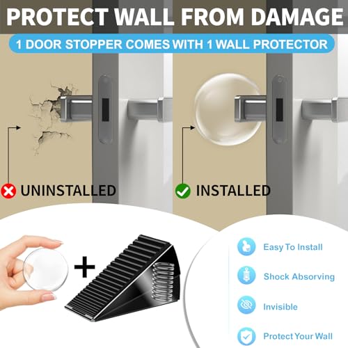 AIMAXINKE Heavy Duty Door Stop Wedge - Large Steel Bottom of Door Blocker, Black - 1 Pack