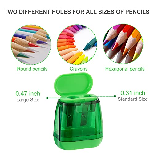 Sonuimy Covered Double Hole Manual Pencil Sharpeners 4 Pack - Kids & Office