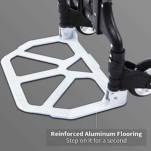 Folding Hand Truck and Dolly,165 lb Capacity Aluminum Portable Cart Foldable 2 Wheel Dolly with Telescoping Handle