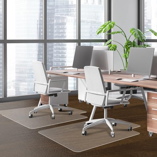 SHAREWIN Clear Office Chair Mat for Hardwood Floors 47x36 Rectangle with Lip, Heavy Duty Floor Protector