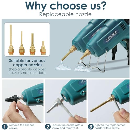 MAXDONE Fireproof 100W Hot Glue Gun Kit – Full-Size, Green