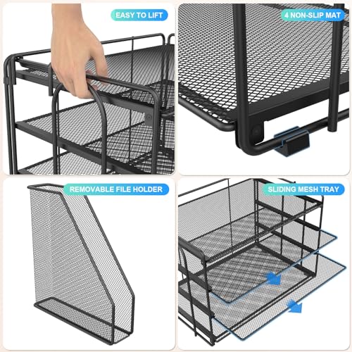Gianotter Black 4-Tier Paper Organizer with Magazine Holder for Desk