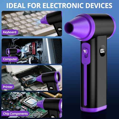 Godboat Keyboard Cleaner - 130000 RPM Electric Air Duster, 8-Gear Compressed Air Dusters, Rechargeable Handheld Blower, Portable Cordless Cleaning Tool, Tech Gifts for PC/Computer/Car/Office, Black