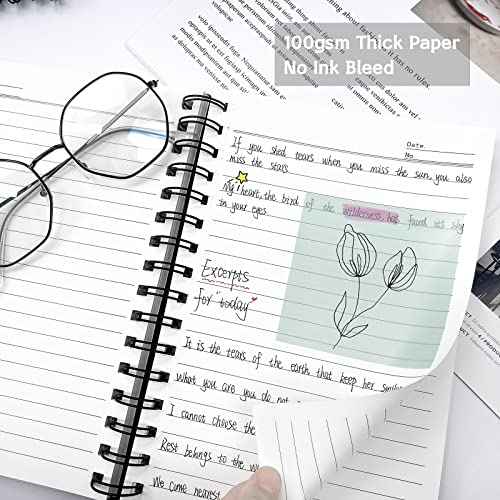 4 Pack Spiral Notebook,A5 Lined Black Journal Notebook 5.62 x 8.4 inches-100 Sheets/200 Pages,100GSM Thick Paper,Hardcover Journals for Writing Work School Supplies