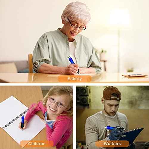 14pcs Big Fat Pens Aids Writing - 2 Pens + 6 Black Refills + 6 Blue Refills for Tremor, Arthritis, Parkinson, Handicap, Carpal Tunnel