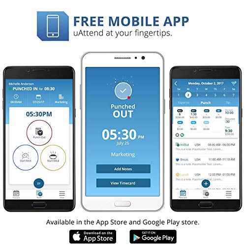 uAttend JR2000 Biometric Fingerprint, RFID, PIN Time Clock for Small Business ? Cloud-Based Attendance System with Optional Payroll Integration ? All-in-One System