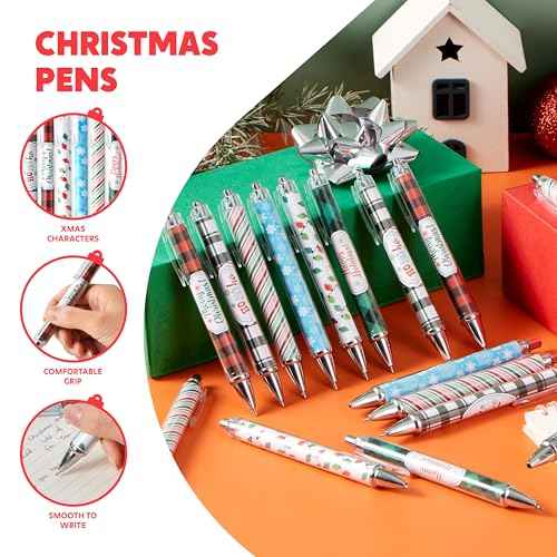 JOYIN 24 PCS Christmas Ballpoint Pens Bulk, Xmas Rollerball Pen Novelty Pens for Kids Gifts, Christmas Party Favors Stationery Supplies, Kids Pens School Classroom Favors Stocking Stuffers