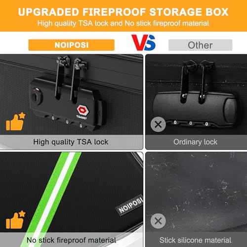 Noiposi 5200¢µ Fireproof Document Box, 16.1x 11.4x4.3 Inch Waterproof and Fireproof Document Organizer,Portable Home Travel Safe Storage Box for Legal Size Documents,File and Birth Certificate,Black