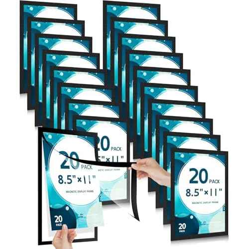 20 Pcs Magnetic Sign Holder 8.5 x 11'' Letter Magnetic Picture Frame Adhesive Frames for Walls Display Window,Door Display Frame and Magnetic for Refrigerator