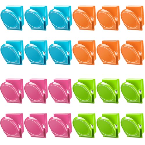 VICNOVA 24 Pack Magnetic Clips - Heavy-Duty Fridge Magnet Clips for Whiteboards, Locker & Office