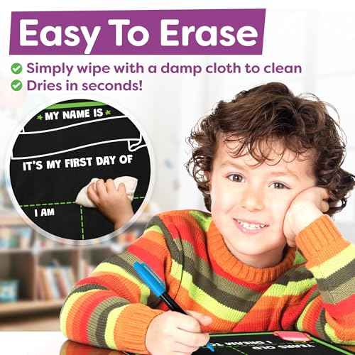 First Day of School Sign Board with Liquid Chalk Markers - 14¡±x11¡± Double-Sided & Reusable - My First and Last Day - Back to School Supplies Board for Kindergarten, Preschool