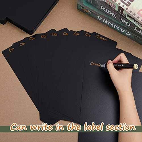 Lewtemi 100 Sheets Comic Book Dividers Tall Boards Dividers Black Comic Box Separators for Short or Long Cartoon Book Storage Boxes Office Supplies, 7 1/4 x 11 1/4 Inches