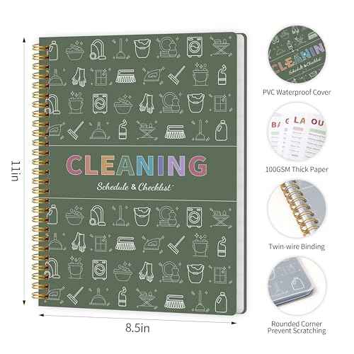 ADHD Cleaning Planner for Adults Women, Cleaning Schedule and Checklist Notebook, Daily Weekly Monthly Schedule Household Cleaning Checklist Planner, Green