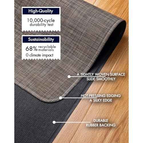 Office Chair Mat for Hardwood Floor Under Desk Computer Rolling Chair Mat for Wood/Tile Floor Non-Slip Heavy Duty Desk Rug PVC Plastic Hard Floor Protector 45"x 53" (Dark Walnut)