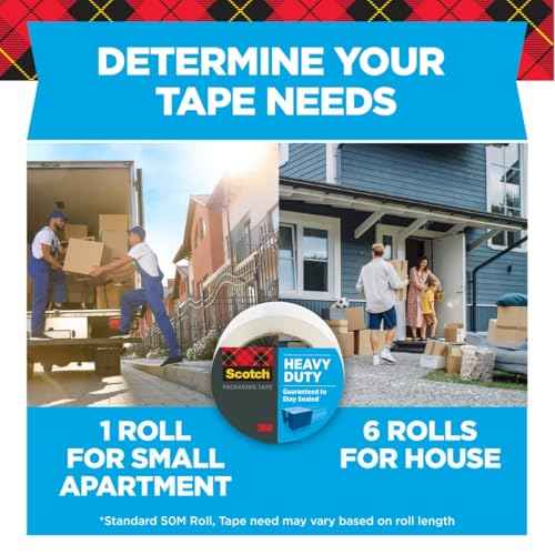 Scotch Heavy Duty Shipping Packing Tape, Clear, Holiday Shipping Supplies, 1.88 in. x 54.6 yd., 1 Tape Roll