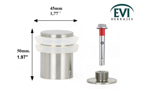 EVI Door Stopper | Stainless Steel Brass Floor Door Stop - Screw Fastening - Heavy Doors - 1.37 x 2.04 Inch Door Stop