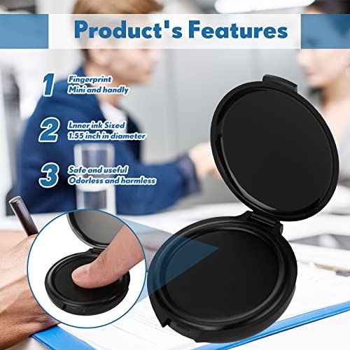 20PCS Fingerprint Thumbprint Ink Pad Mini Black Stamp Ink Pads for Notary Supplies Identification Security Home Office Use